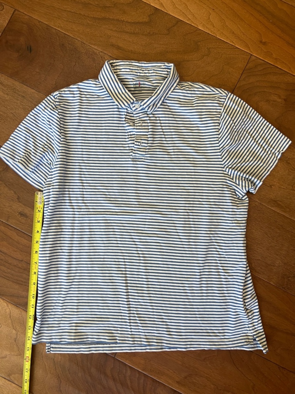 J. Crew White and Blue Striped Polo Shirt Men’s